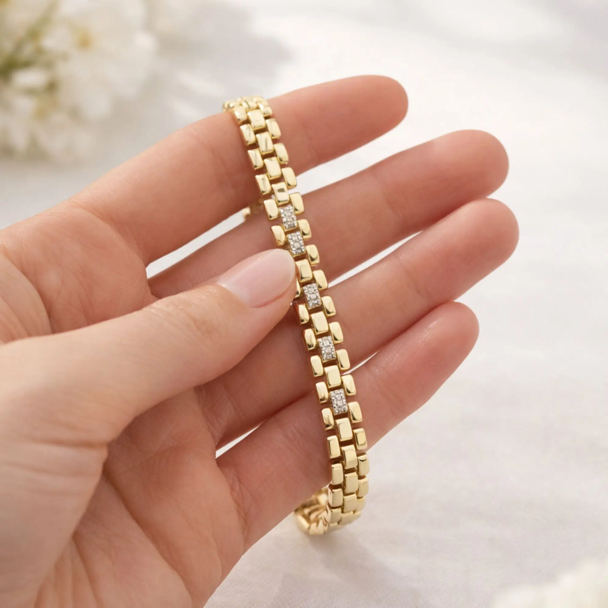 14k Kaplama Kararmaz Premium Seri Zincir Çelik Bileklik - Sarı