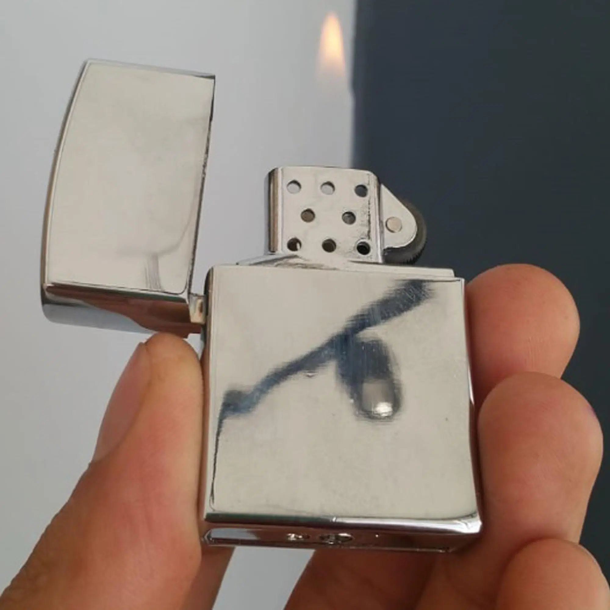 Benzinli Renkli Metal Çakmak - Gümüş Renk