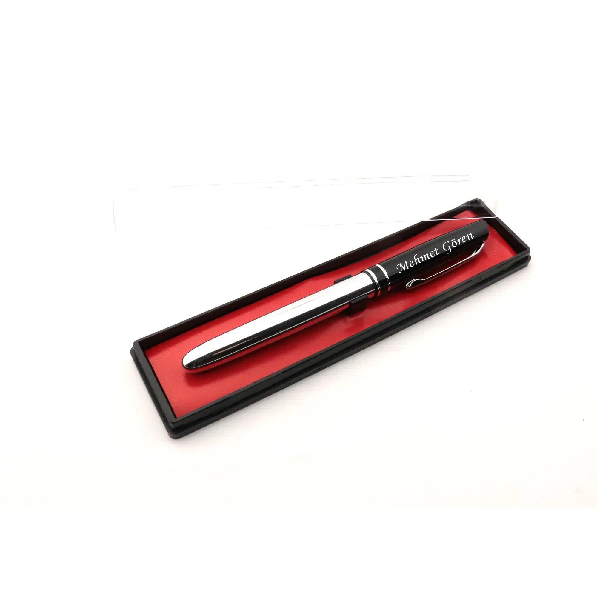 İsme Kişiye Özel Kapaklı Metal Roller İmza Kalemi - Gümüş Renk