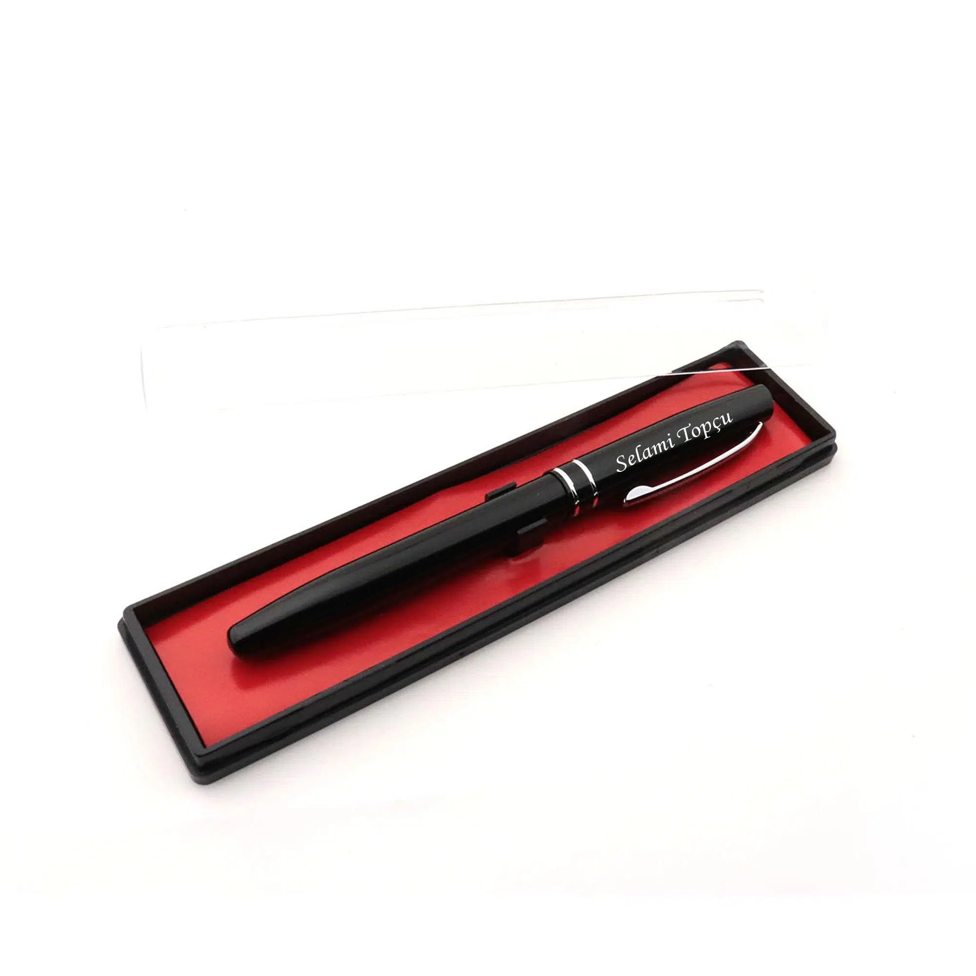 İsme Kişiye Özel Kapaklı Metal Roller İmza Kalemi - Siyah