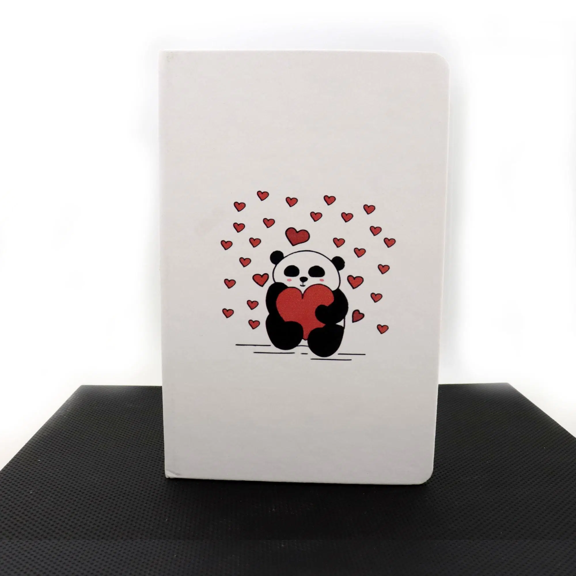 Termo Deri Mutlu Çift Desenli Lastikli Defter - Siyah