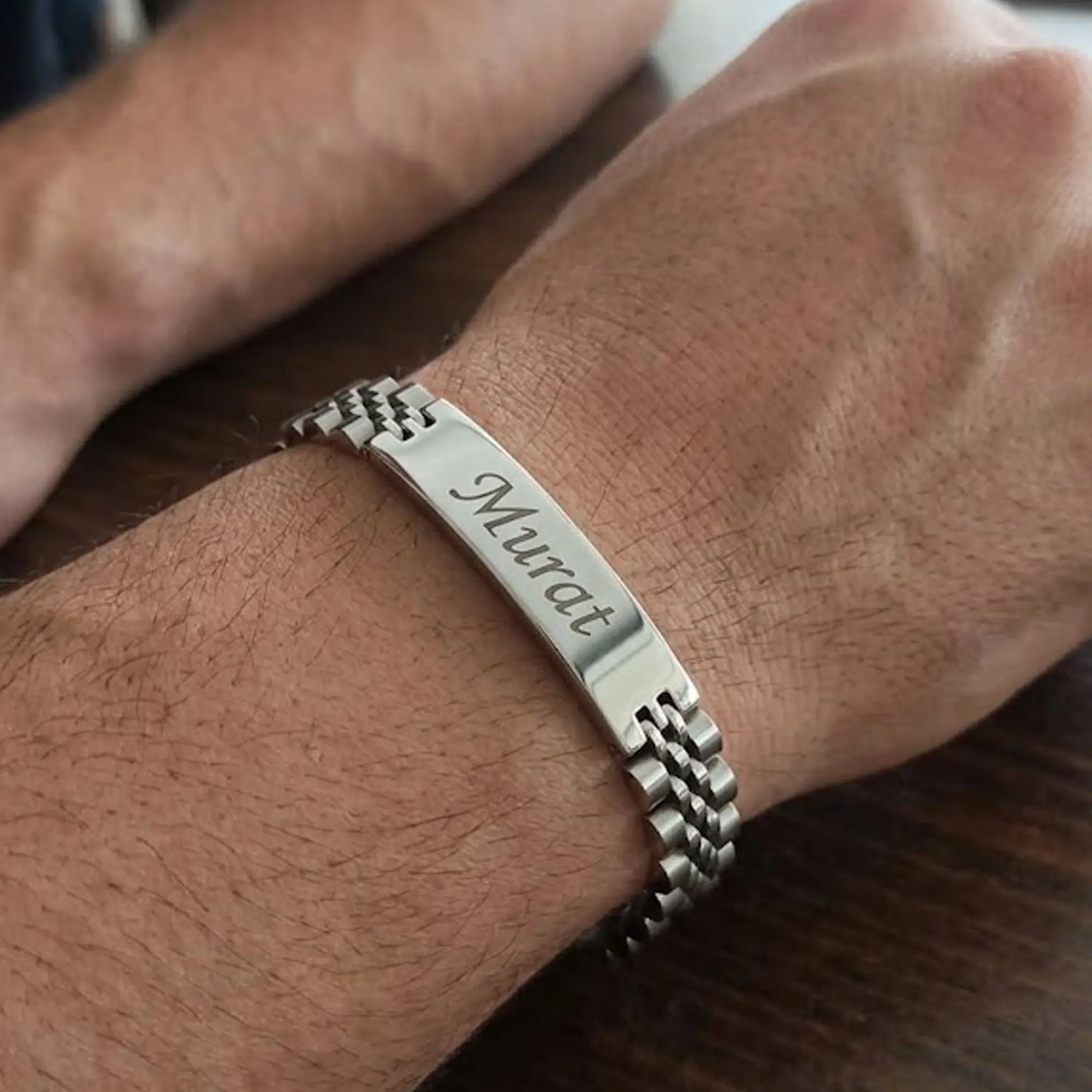Pigado İsme Kişiye Özel 316L Paslanmaz Çelik Rolex Erkek Bileklik - Gümüş