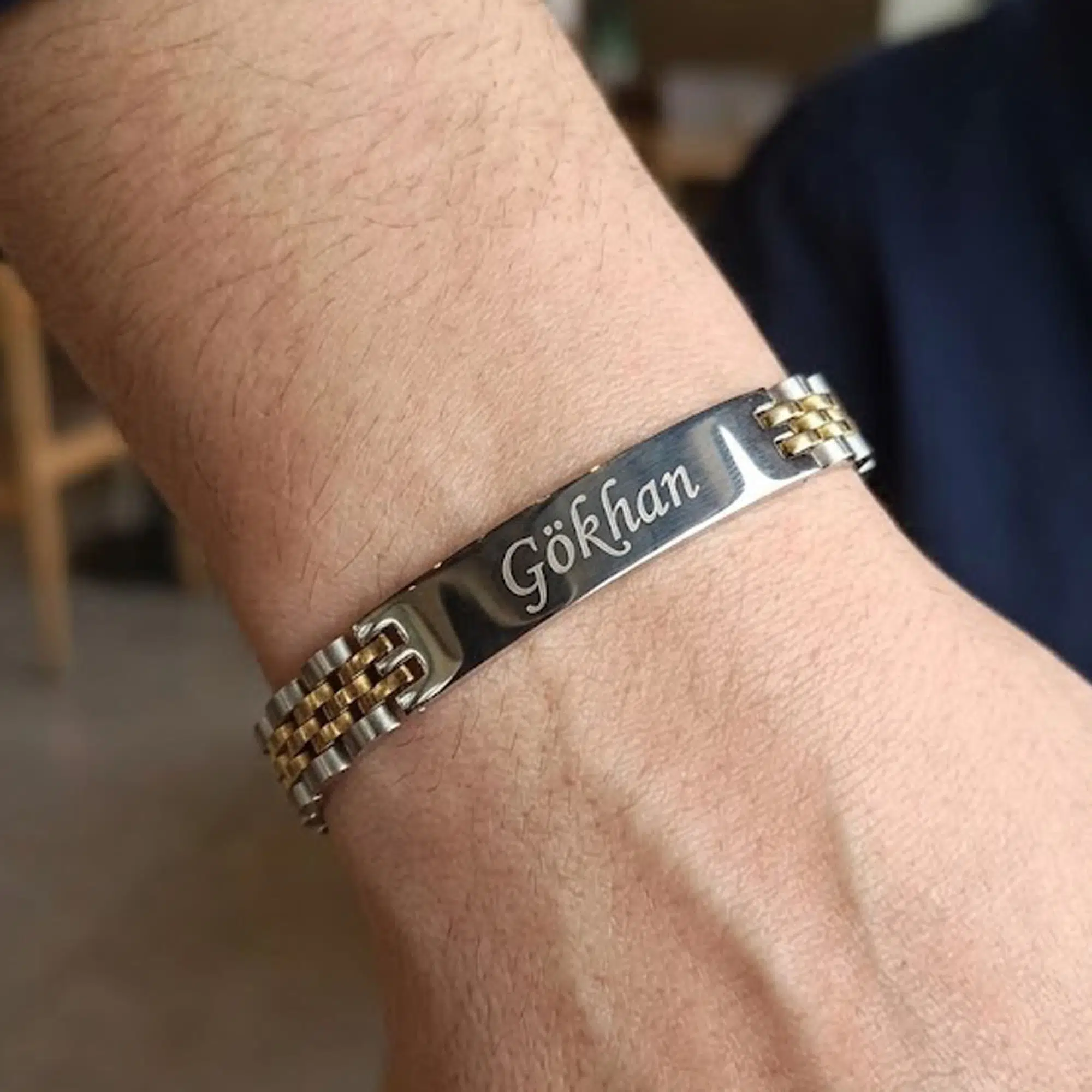 Pigado İsme Kişiye Özel 316L Paslanmaz Çelik Rolex Erkek Bileklik - Gri